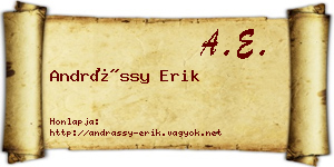 Andrássy Erik névjegykártya
