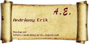 Andrássy Erik névjegykártya